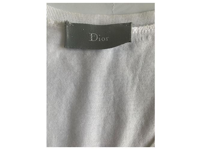 Camiseta Dior branca de algodão com decote em V e bordado de abelha Branco - vista 3
