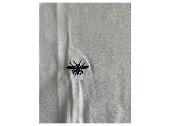 Camiseta Dior branca de algodão com decote em V e bordado de abelha Branco - vista 4