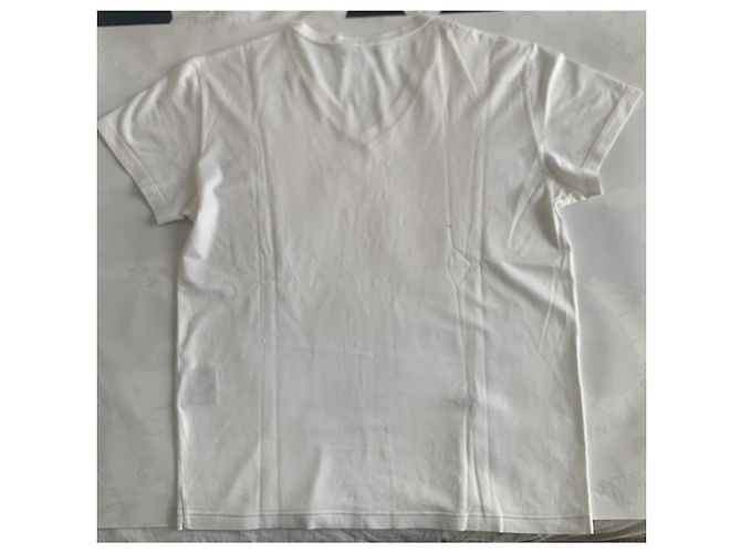 Camiseta Dior branca de algodão com decote em V e bordado de abelha Branco - vista 5