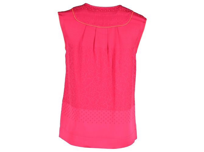Marc Jacobs Top sem mangas abotoado em seda rosa - vista 3