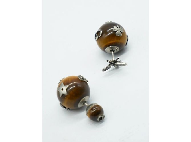 Dior Pendientes Tribales marrones con detalle de avispa - vista 5