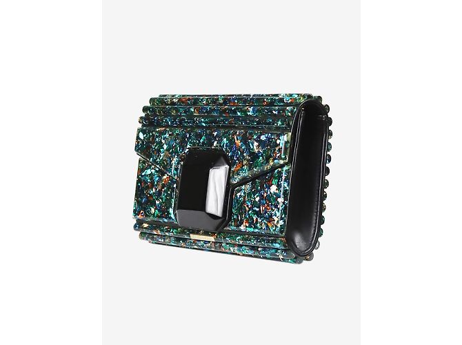 Elie Saab Bolsa tiracolo verde brilhante - vista 3