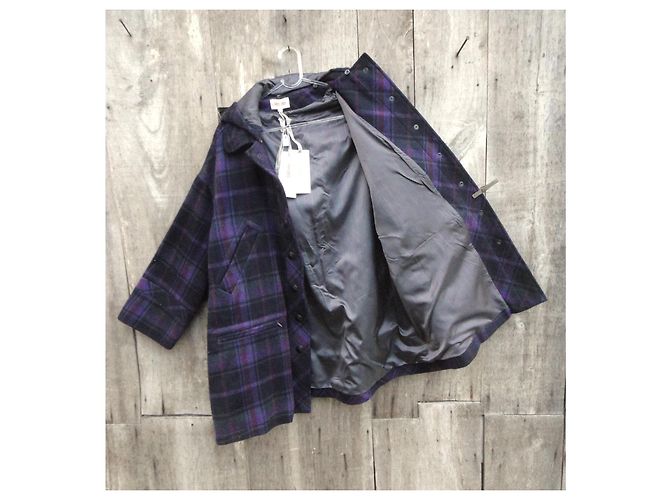 Abrigo Kenzo de lana con estampado de cuadros violeta Morado oscuro - vista 7