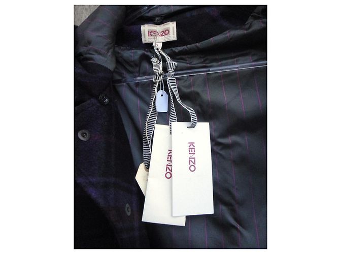 Abrigo Kenzo de lana con estampado de cuadros violeta Morado oscuro - vista 8