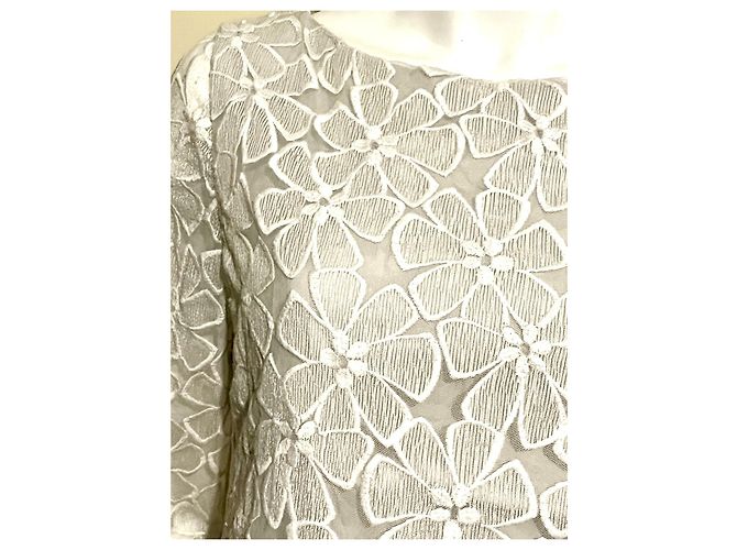 Diane Von Furstenberg Robe en dentelle et tulle DvF Zarita Blanc Gris - vue 4