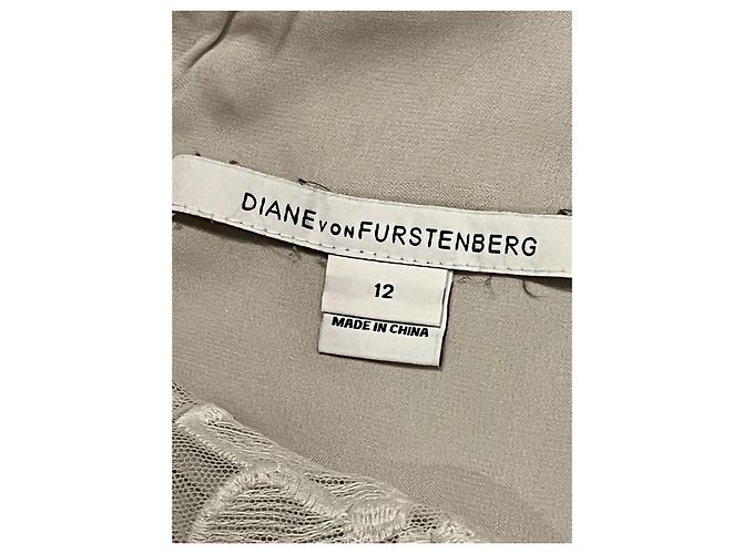Diane Von Furstenberg Robe en dentelle et tulle DvF Zarita Blanc Gris - vue 7