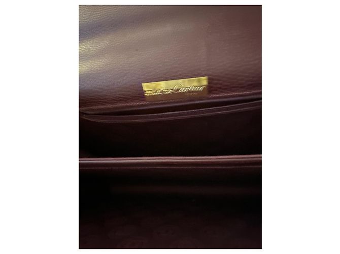 Borsa Cartier in pelle rosso scuro Bordò - vista 4