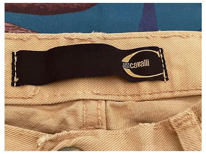 Calça jeans de algodão cor de areia ROBERTO CAVALLI - vista 3