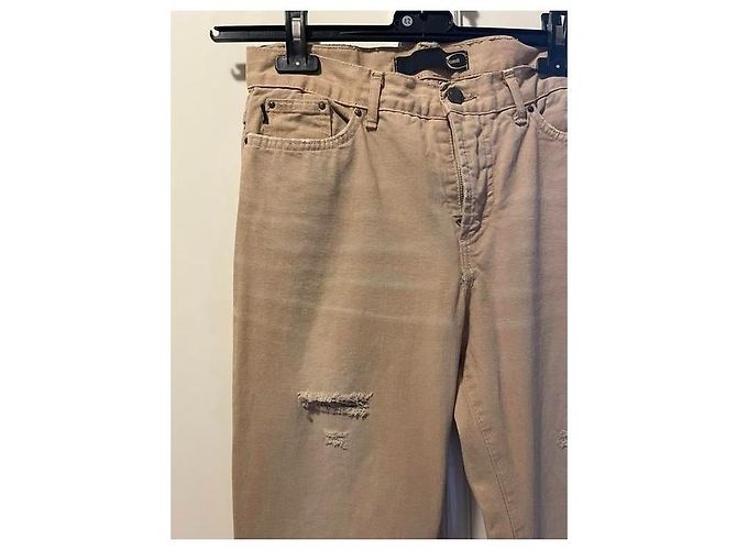 Calça jeans de algodão cor de areia ROBERTO CAVALLI - vista 4