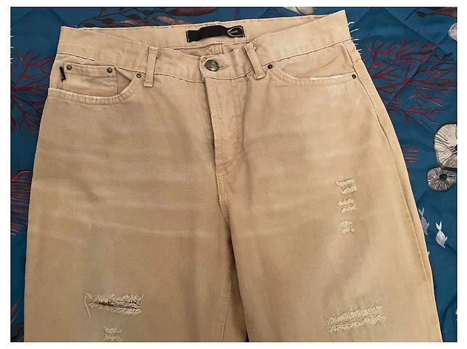 Calça jeans de algodão cor de areia ROBERTO CAVALLI - vista 7