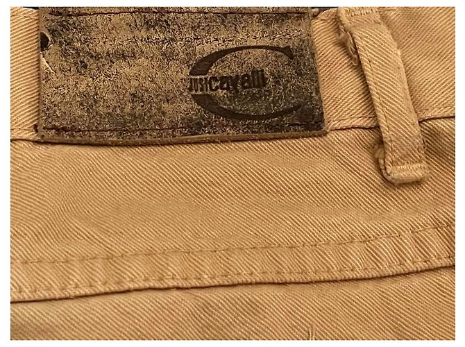 Calça jeans de algodão cor de areia ROBERTO CAVALLI - vista 8