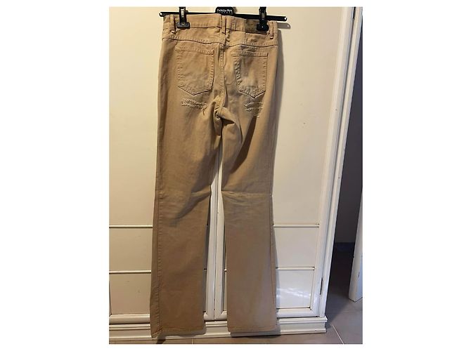 Calça jeans de algodão cor de areia ROBERTO CAVALLI - vista 9