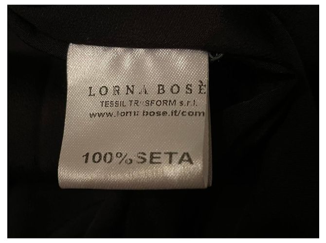 Autre Marque Wunderschönes Kleid von LORNA BOSE aus Seide 100%, grau-weiß-schwarzes Muster - Ansicht 11