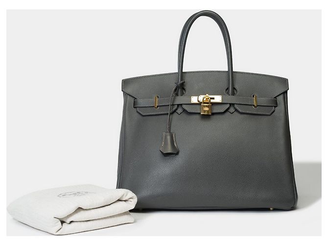 Hermès Sac HERMES Birkin 35 en Cuir Gris - 101703 - vue 2