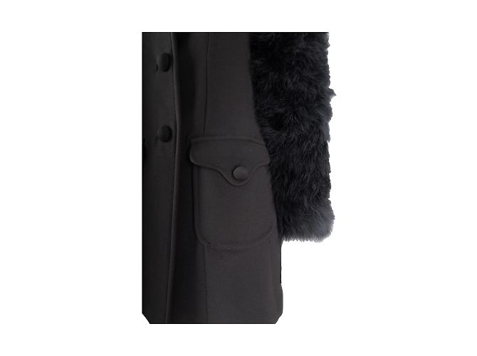 Abrigo de lana con mangas de plumas de animales de Red Valentino Negro - vista 5