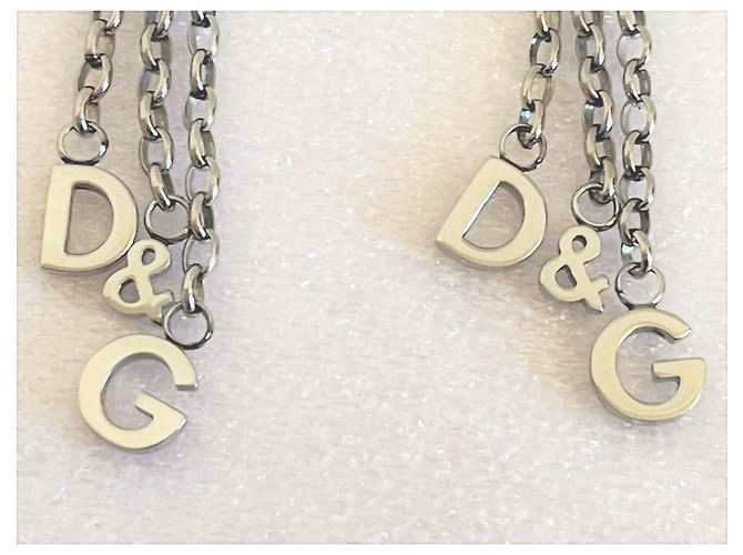 Orecchini Dolce & Gabbana modello DJ0150 a tre fili con logo in acciaio Argento - vista 7