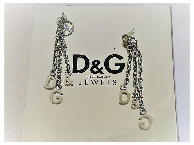 Orecchini Dolce & Gabbana modello DJ0150 a tre fili con logo in acciaio Argento - vista 8