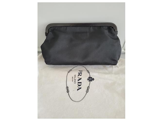 Pochette Prada in nylon nero - vista 6