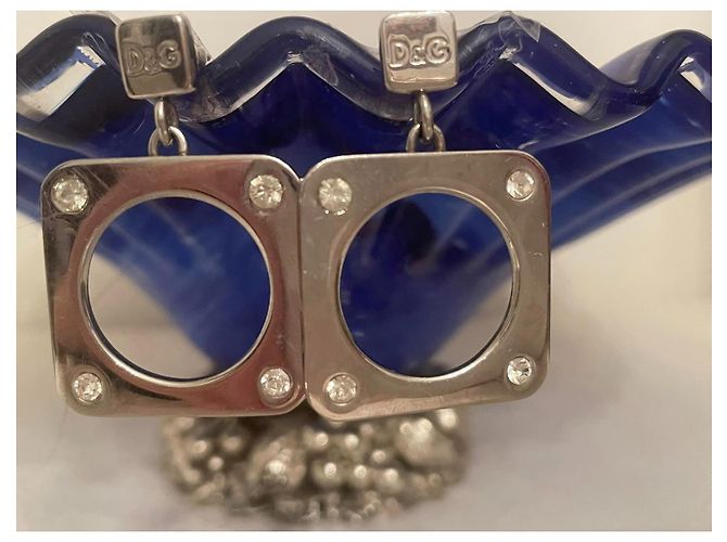 Orecchini DOLCE & GABBANA DJ0759 in acciaio quadrati con cristalli bianchi Argento - vista 2