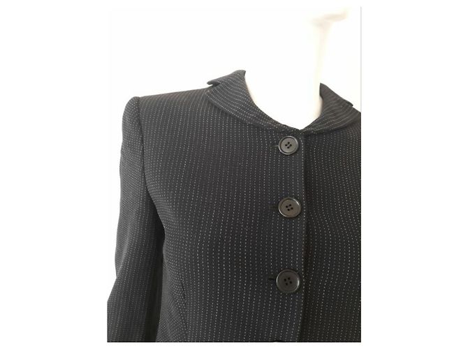 Chaqueta Giorgio Armani Negra con Rayas Blancas de Lana - vista 2