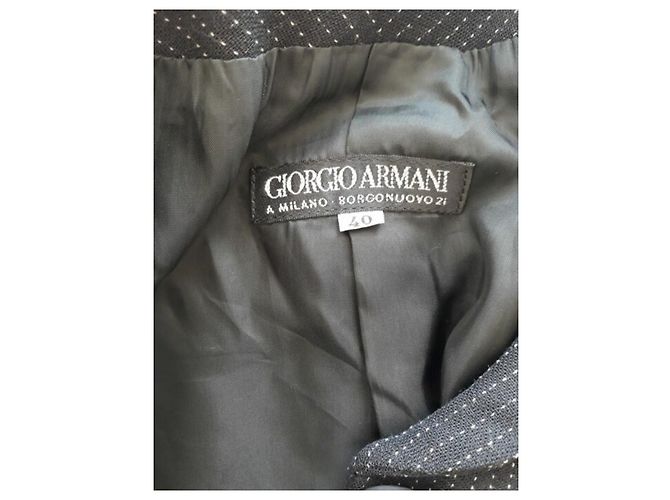 Chaqueta Giorgio Armani Negra con Rayas Blancas de Lana - vista 3