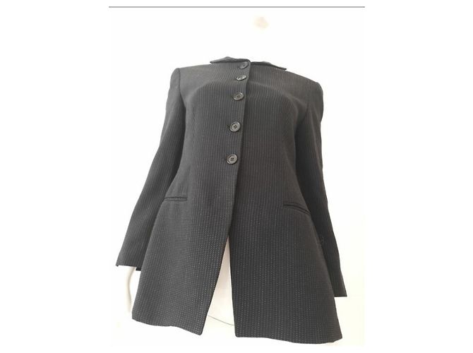 Chaqueta Giorgio Armani Negra con Rayas Blancas de Lana - vista 6
