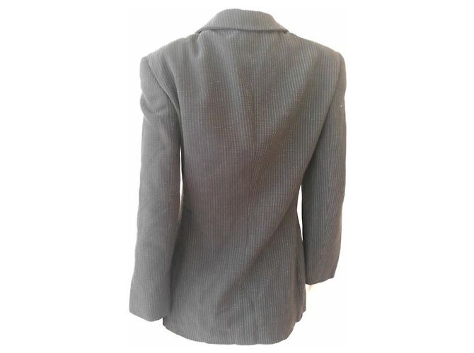 Chaqueta Giorgio Armani Negra con Rayas Blancas de Lana - vista 7