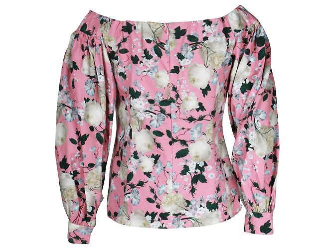 Top Erdem con hombros descubiertos en algodón rosa - vista 3