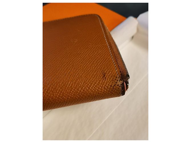 Silk In Hermès Seda en cartera clásica de piel de becerro Epson/Interior de seda Rosa Coñac - vista 5