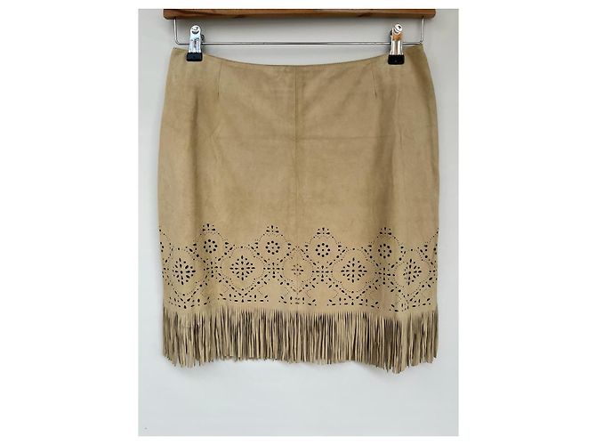 Conjunto de saia Escada em camurça bege - vista 10