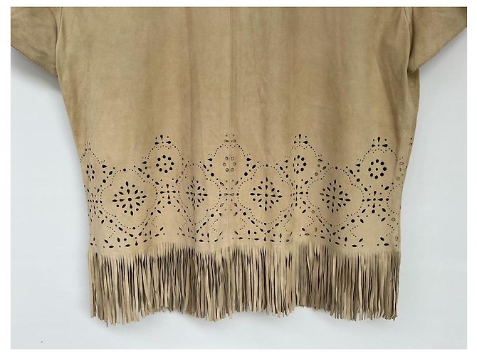 Conjunto de saia Escada em camurça bege - vista 11