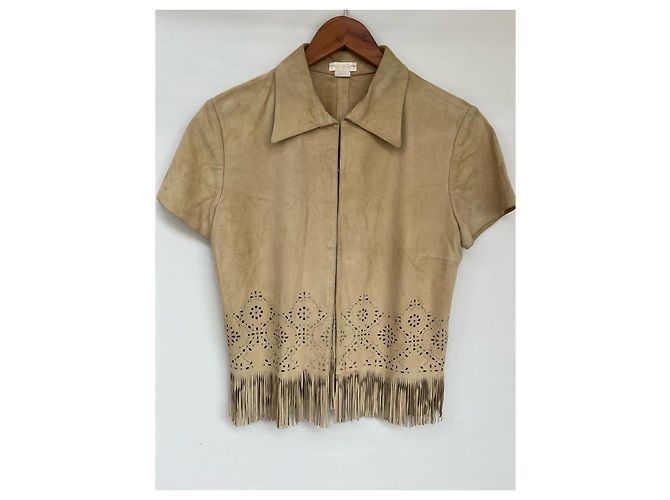 Conjunto de saia Escada em camurça bege - vista 12