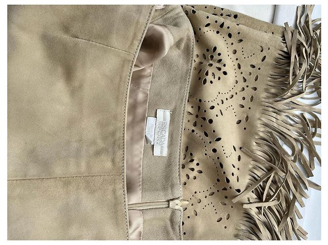Conjunto de saia Escada em camurça bege - vista 17