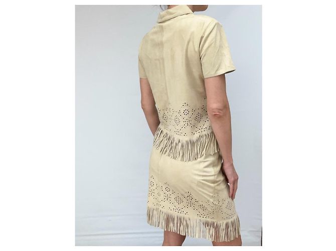 Conjunto de saia Escada em camurça bege - vista 3