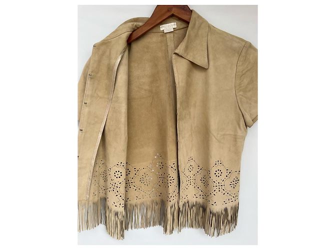 Conjunto de saia Escada em camurça bege - vista 6