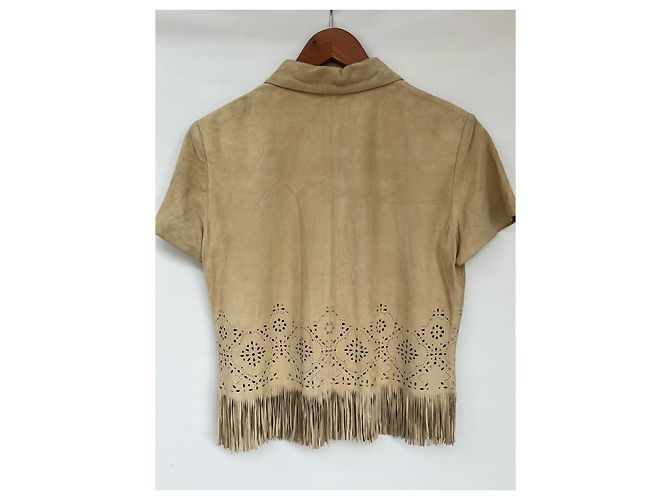 Conjunto de saia Escada em camurça bege - vista 7