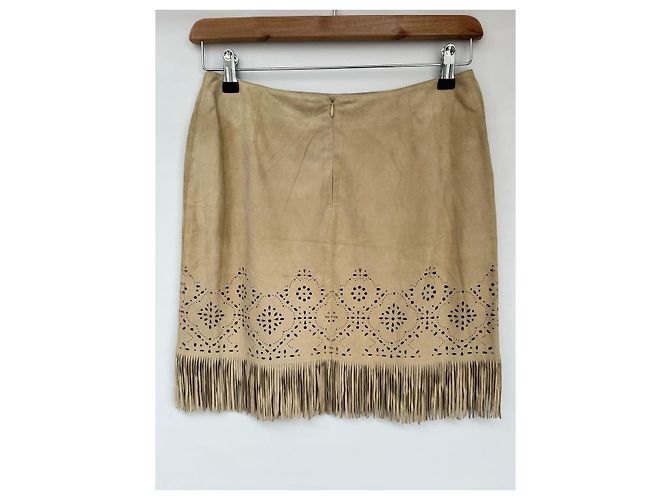 Conjunto de saia Escada em camurça bege - vista 9