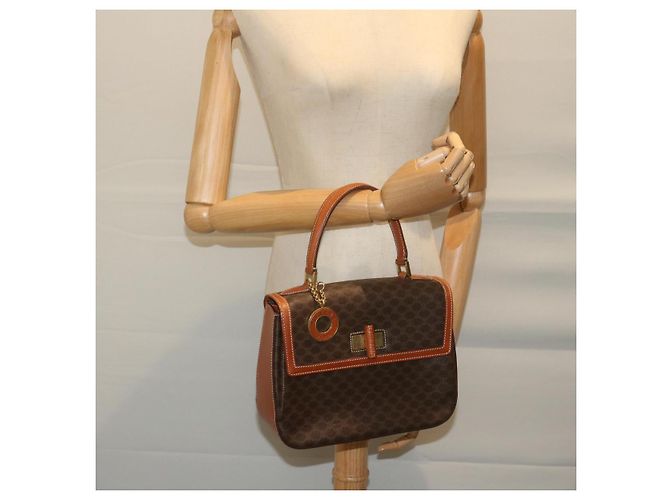 Céline CELINE Borsa a mano in tela macadam Pelle PVC Marrone Auth ep2930 - vista 25