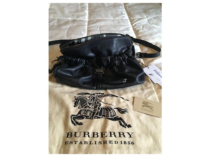 Borsa Burberry in pelle martellata nera con tracolla Nero - vista 10