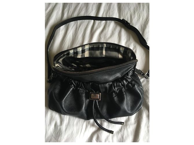 Borsa Burberry in pelle martellata nera con tracolla Nero - vista 11