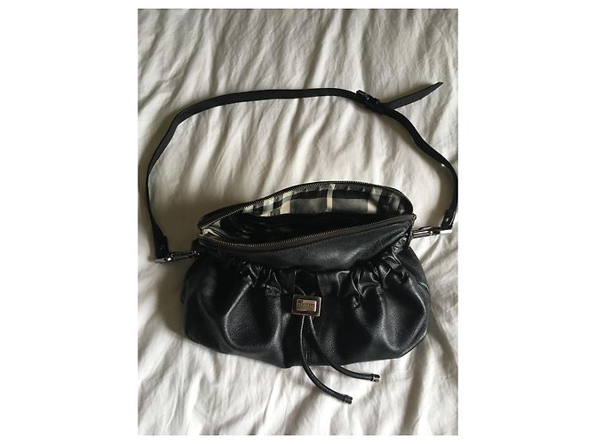 Borsa Burberry in pelle martellata nera con tracolla Nero - vista 12