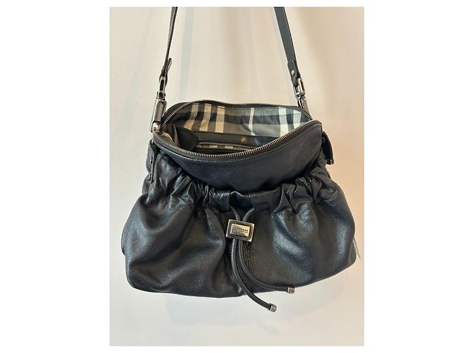 Borsa Burberry in pelle martellata nera con tracolla Nero - vista 4