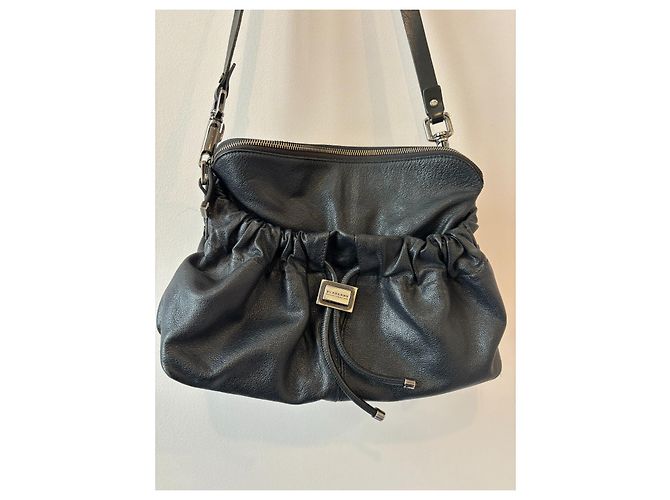 Borsa Burberry in pelle martellata nera con tracolla Nero - vista 5