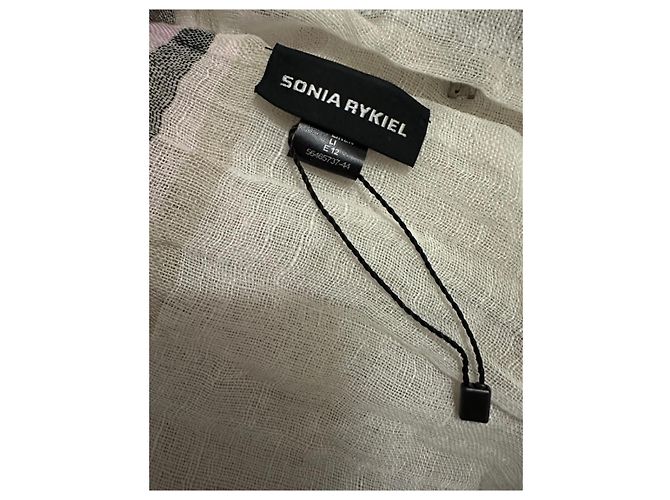 Stola Sonia Rykiel in lana e lino a righe crema rosa e grigia Multicolore - vista 3