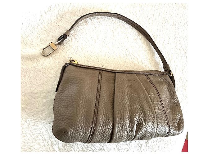 Pochette Lancel in pelle martellata taupe - vista 6