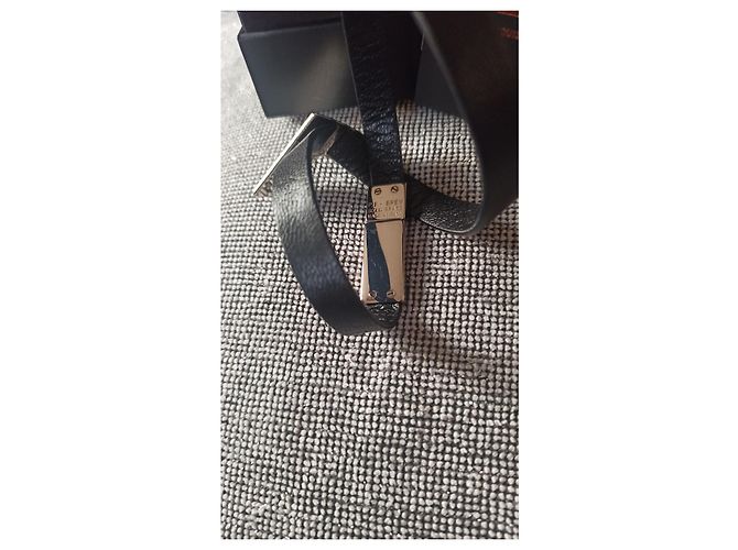Autre Marque Bracciale Lia in Pelle e Metallo Argentato Nero - vista 4