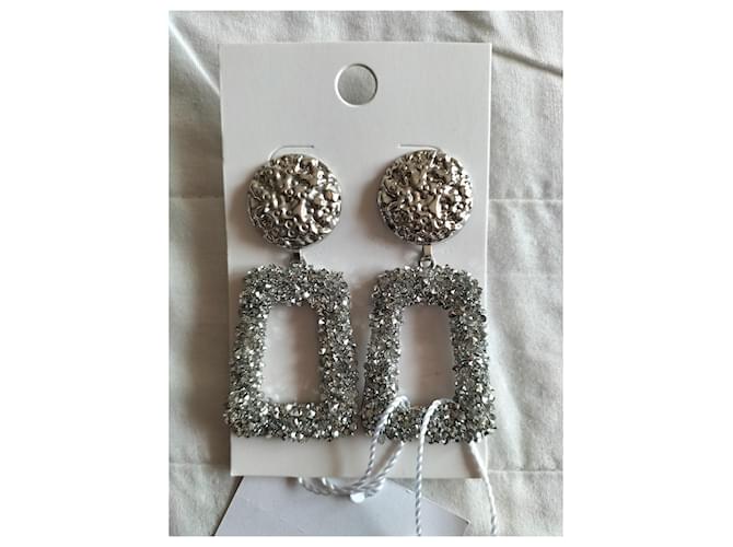 Orecchini pendenti rettangolari "MAX MARA". Argento - vista 2