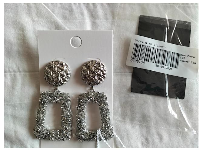 Orecchini pendenti rettangolari "MAX MARA". Argento - vista 3