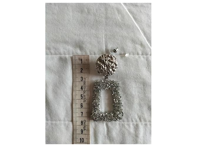 Orecchini pendenti rettangolari "MAX MARA". Argento - vista 8