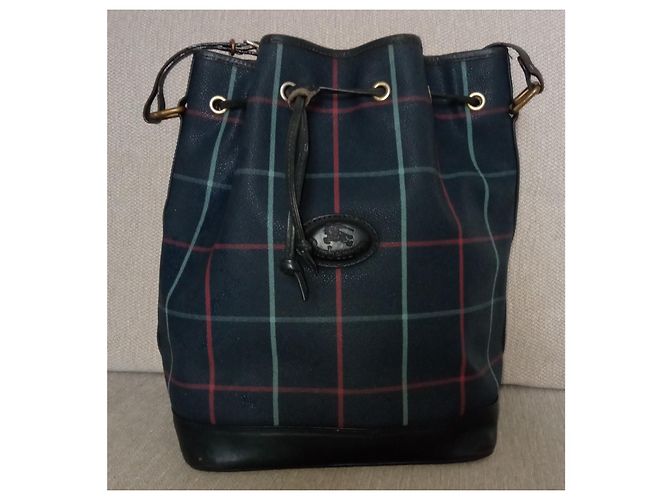 Borsa a secchiello Burberry in pelle blu navy - vista 12